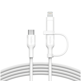 BELKIN BoostCharge Pro Câble 2-en-1 USB-C et Lightning 1.5m (Blanc)