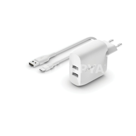 BELKIN Chargeur 24W + câble USB-C (2 USB-A) (Blanc)