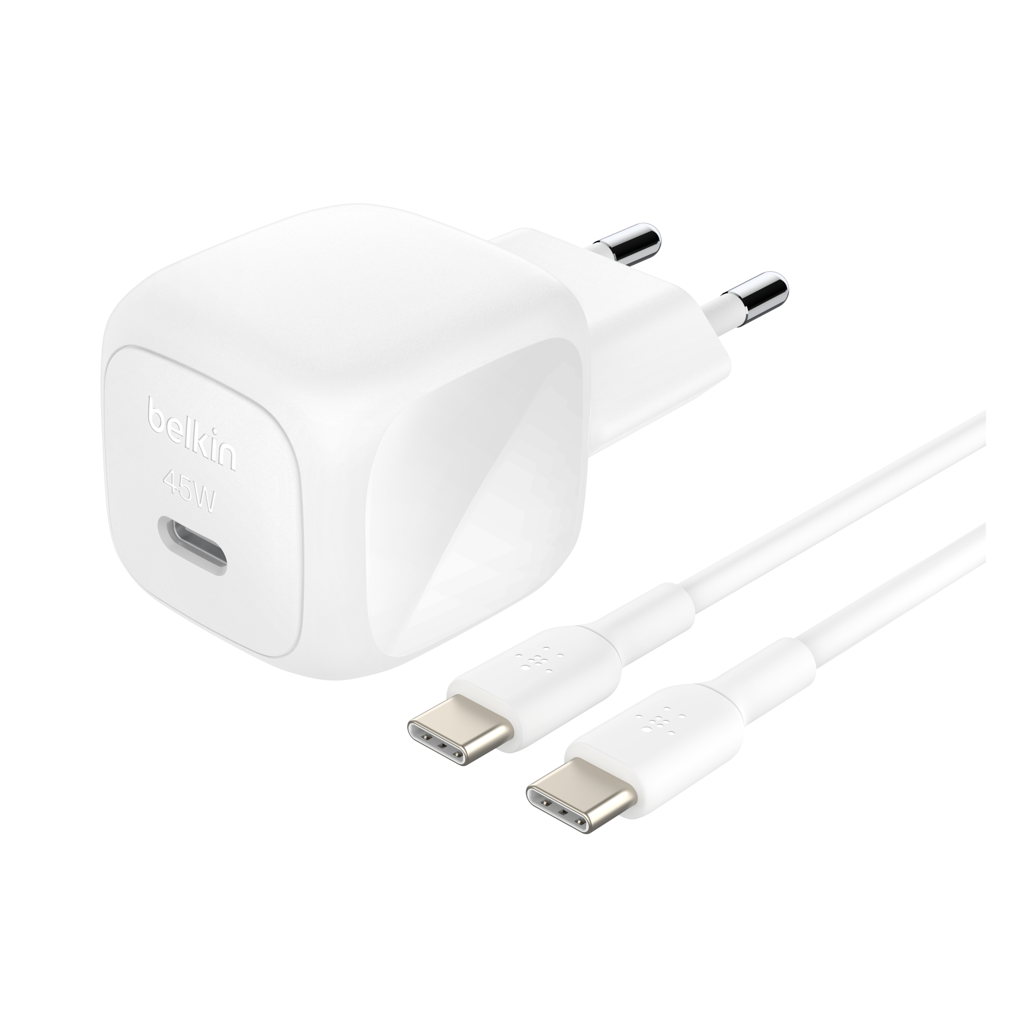 BELKIN Chargeur Secteur 45W + Câble USB-C vers USB-C 1m (PVC) (Blanc)
