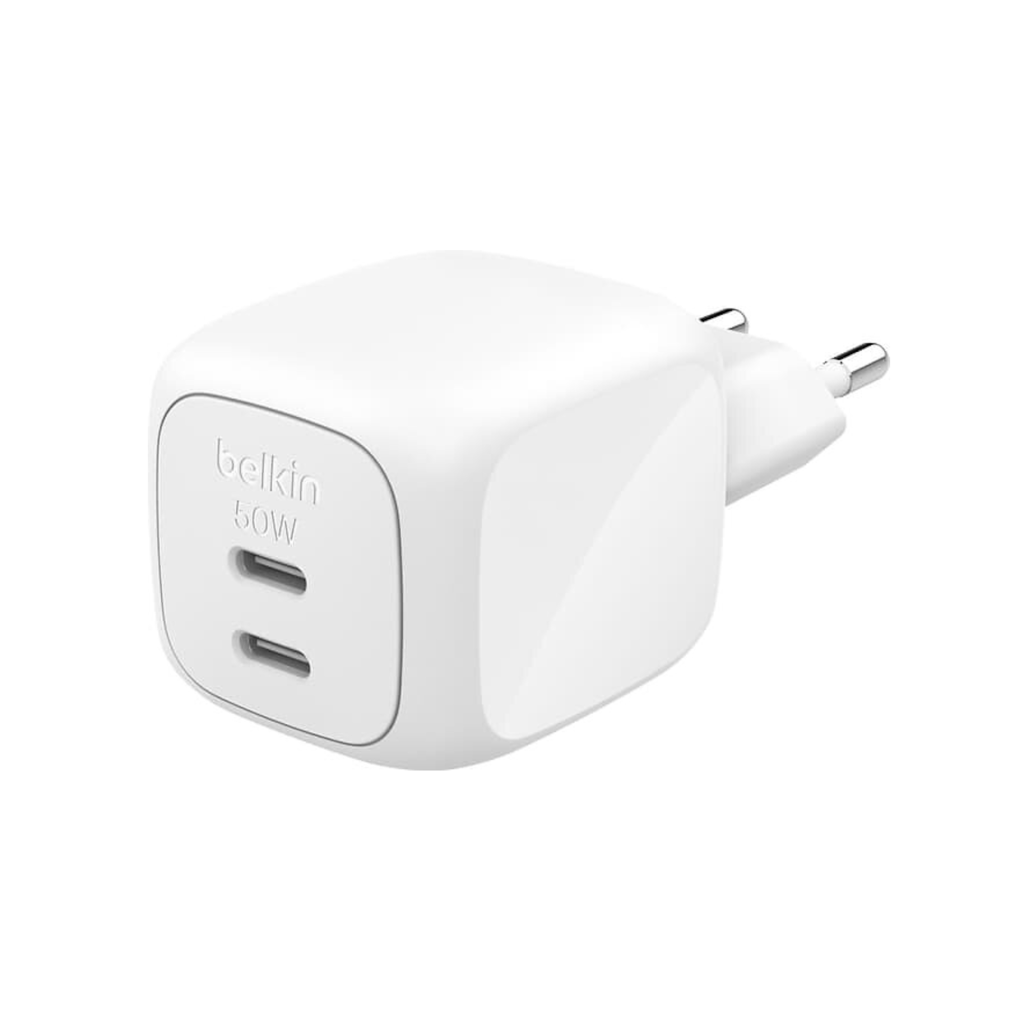 BELKIN Chargeur Secteur GaN 2 Ports USB-C 50W (Blanc)