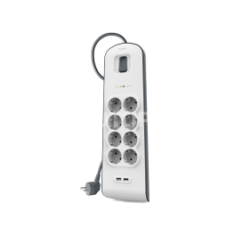 BELKIN Multiprise/Parafoudre 8 prises + 2 ports USB - cordon de 2m - Blanc