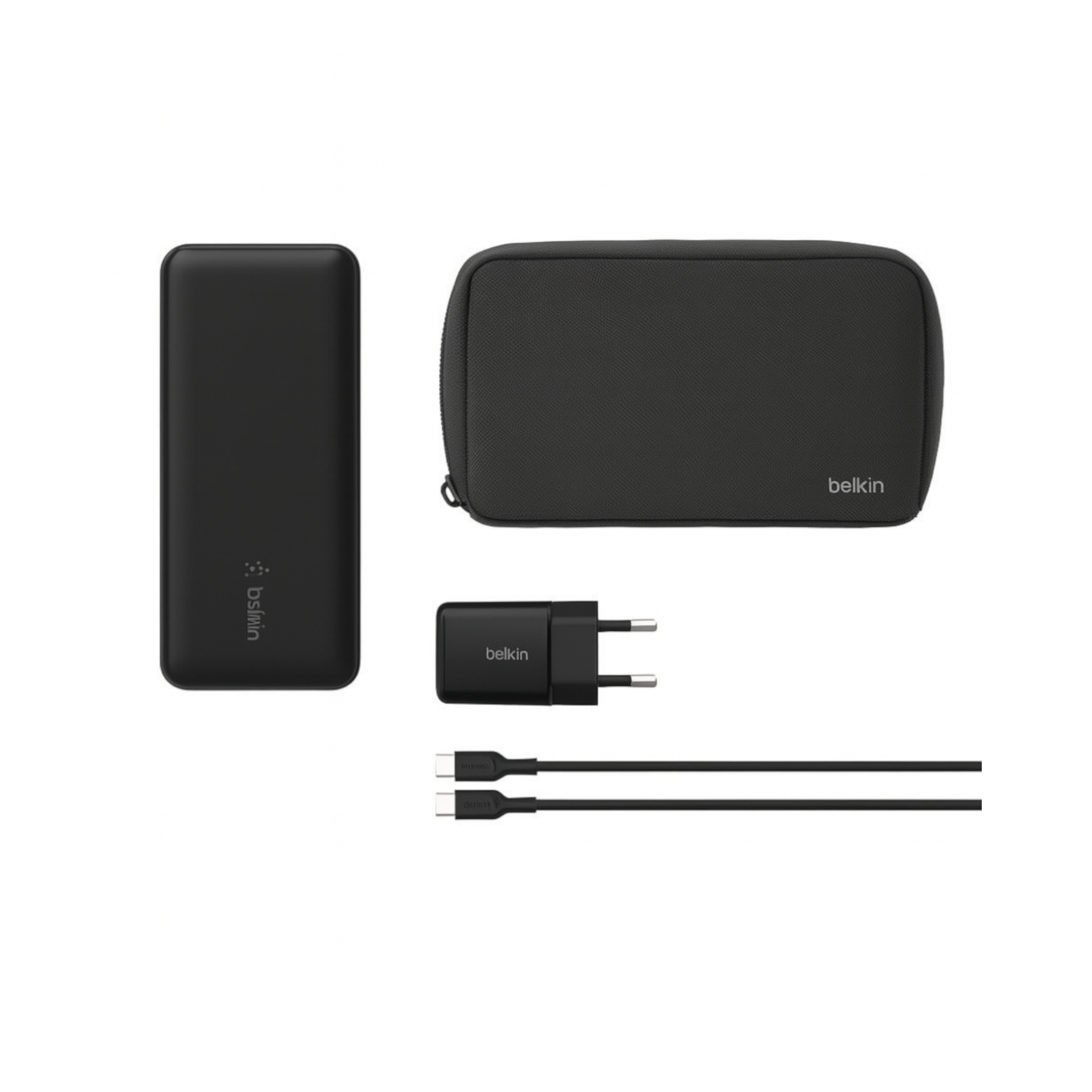 BELKIN PowerBank 10 000 mAh + Chargeur 25W + Câble USB-C vers USB-C 1m (Noir)