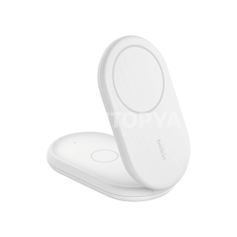 BELKIN Station de recharge sans fil 2-en-1 avec Qi2 (15W) (Blanc)