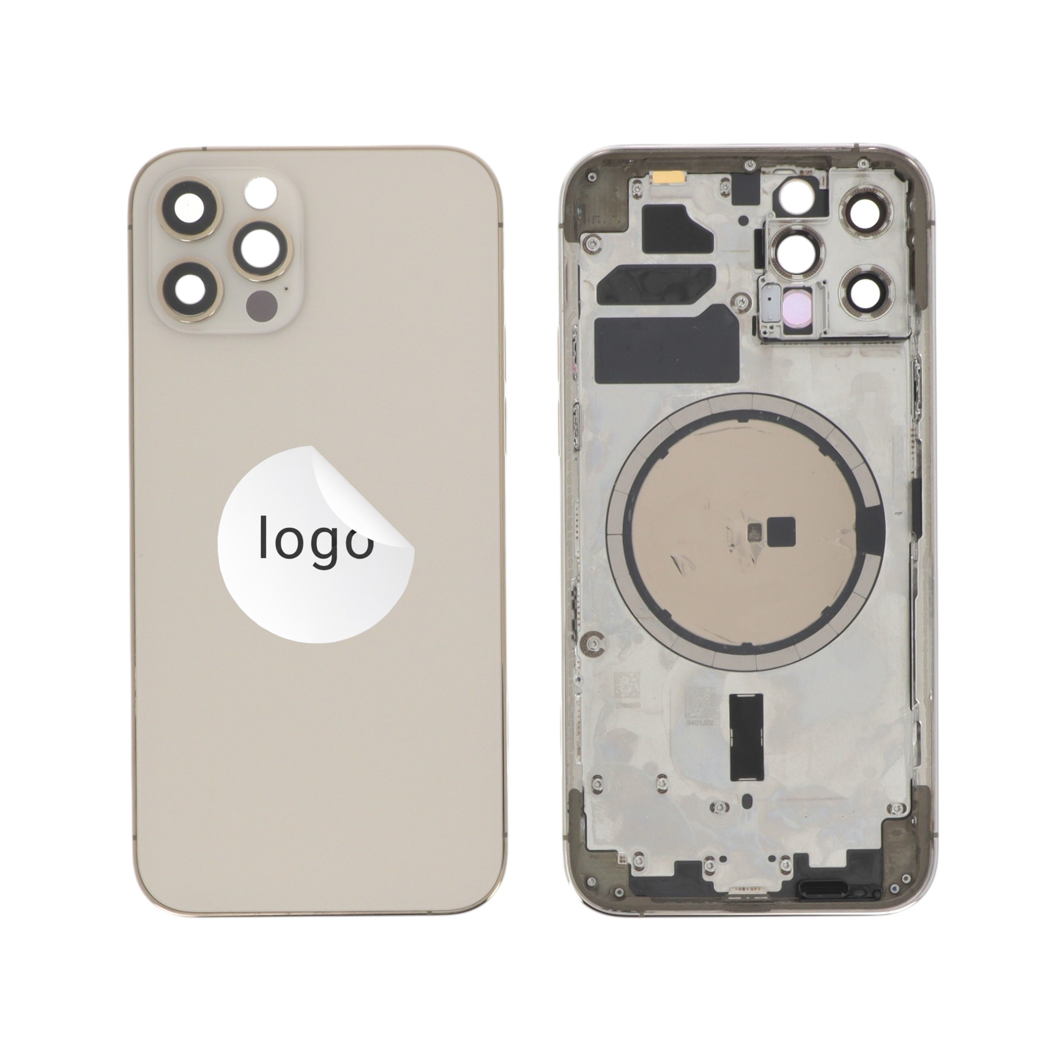 Châssis Complet (Coque Arrière Pré-montée) Or iPhone 12 Pro (Pulled B)