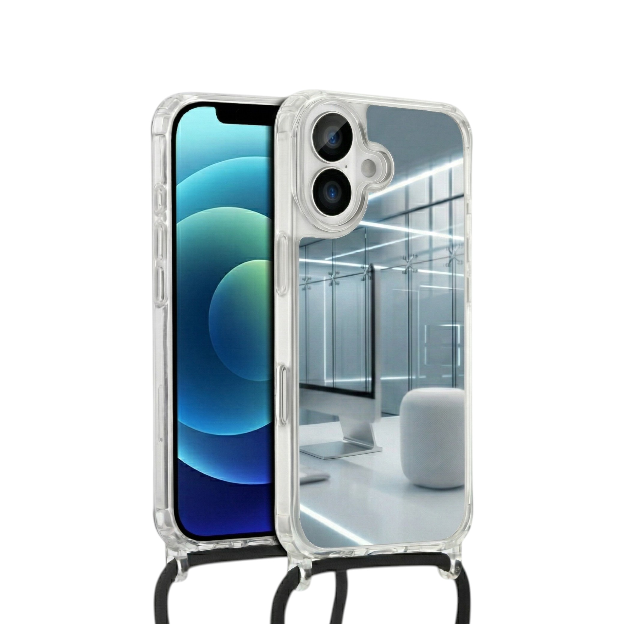 COVERME Coque Miroir iPhone 16 Pro (Cordon Noir)