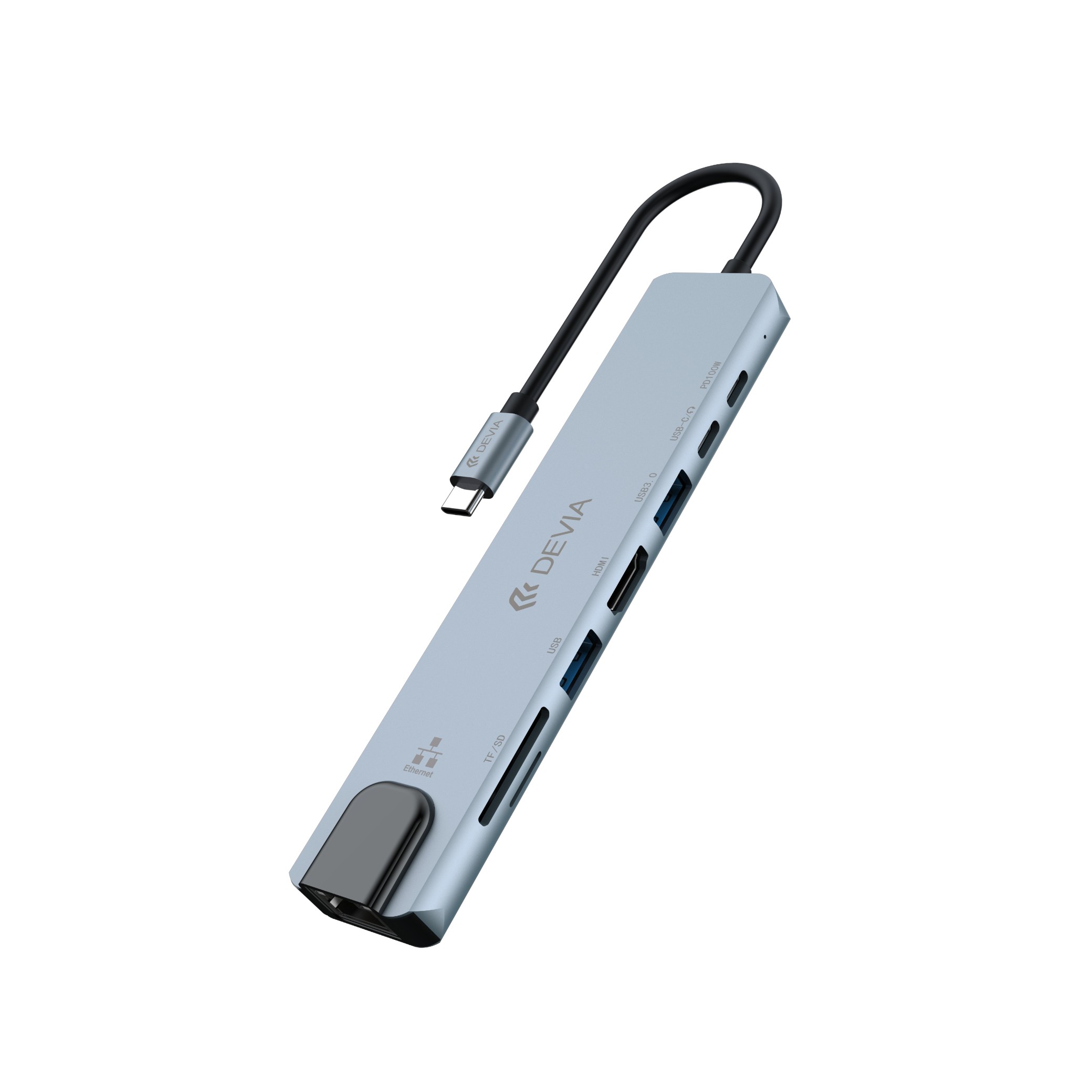 DEVIA Pro1 Hub USB-C 8 en 1 (Gris)