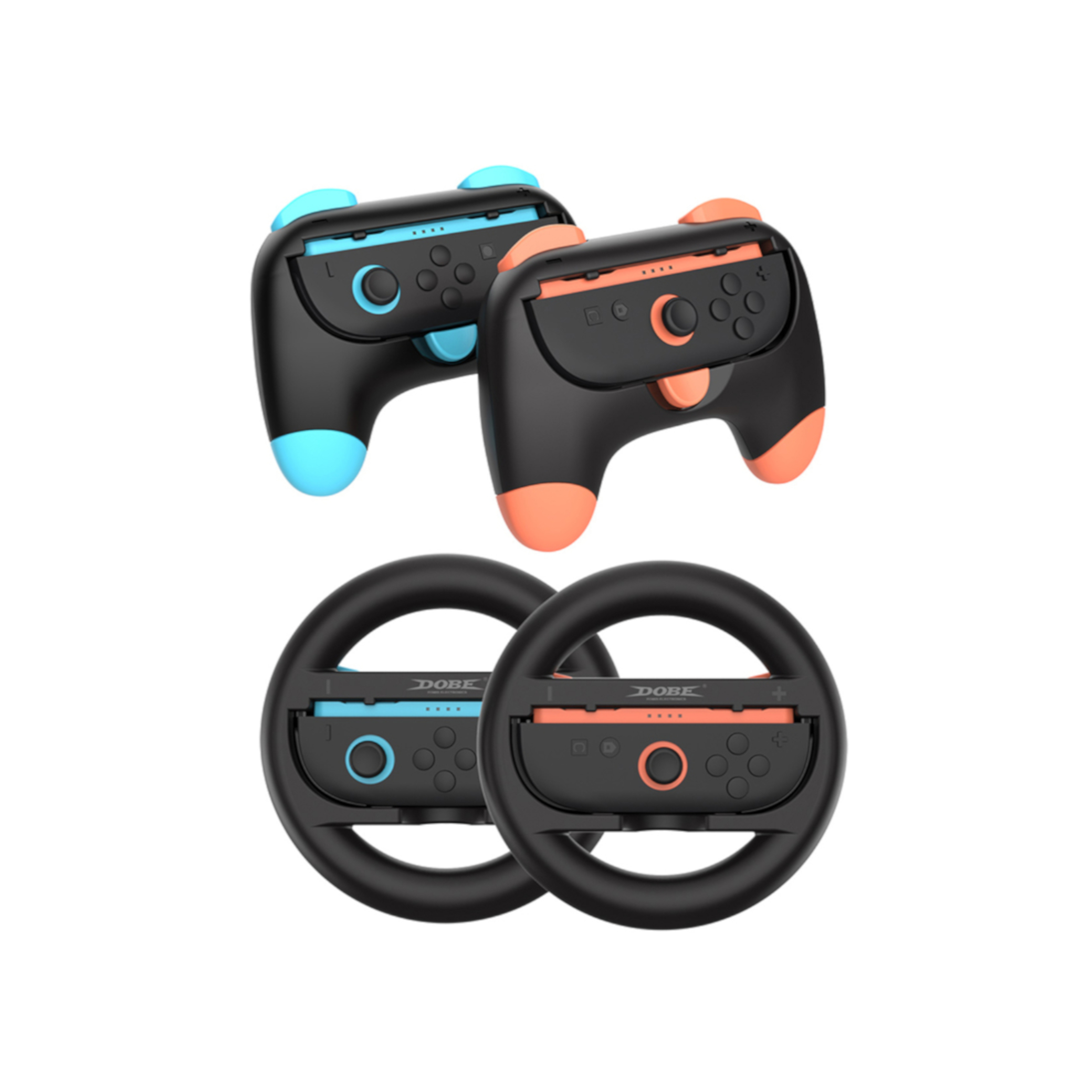DOBE Kit Grip Manettes & Volants Nintendo Switch 2 (Bleu/Orange) (Lot de 2)