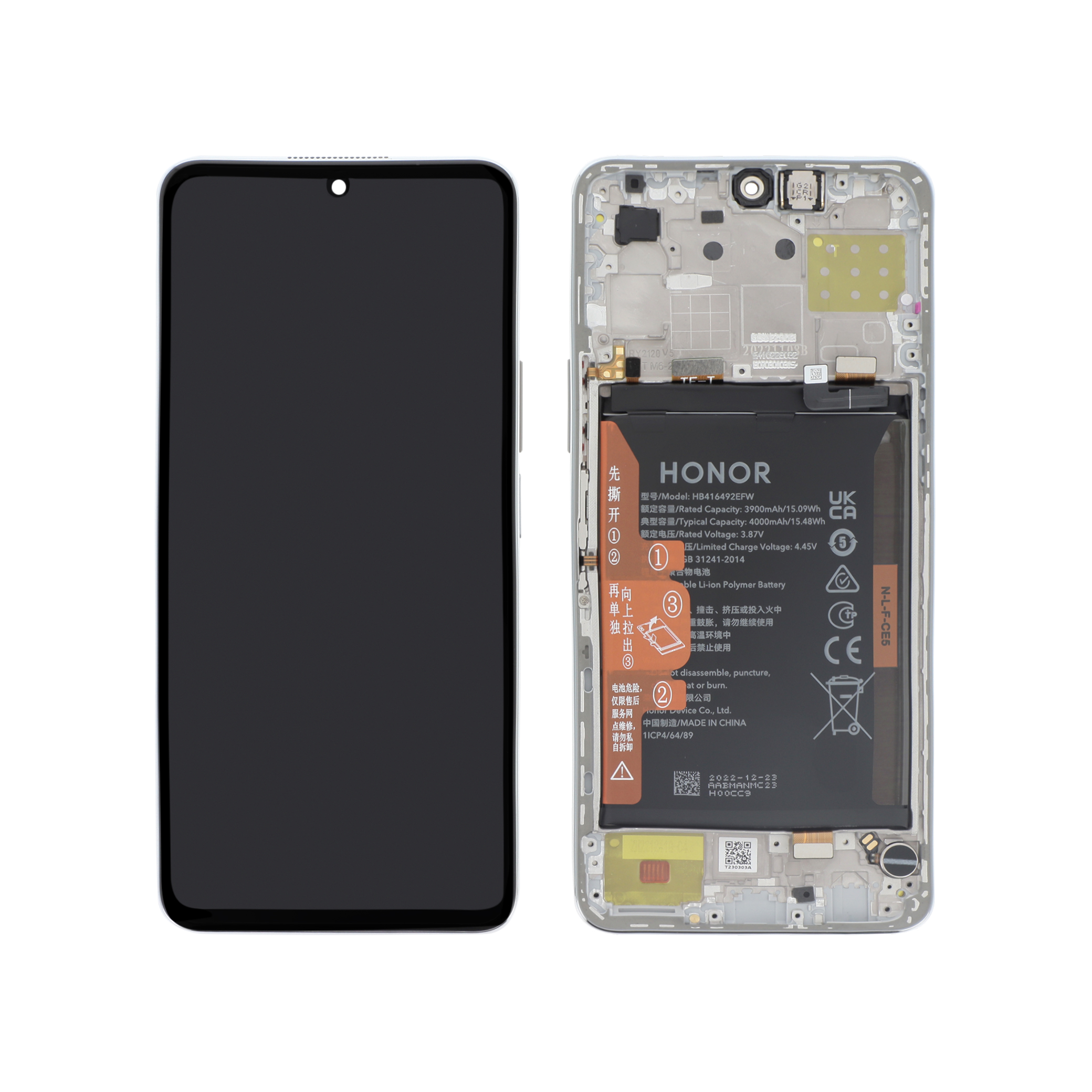 Ecran Complet Argent Titane Honor X8 4G (Batterie intégrée)