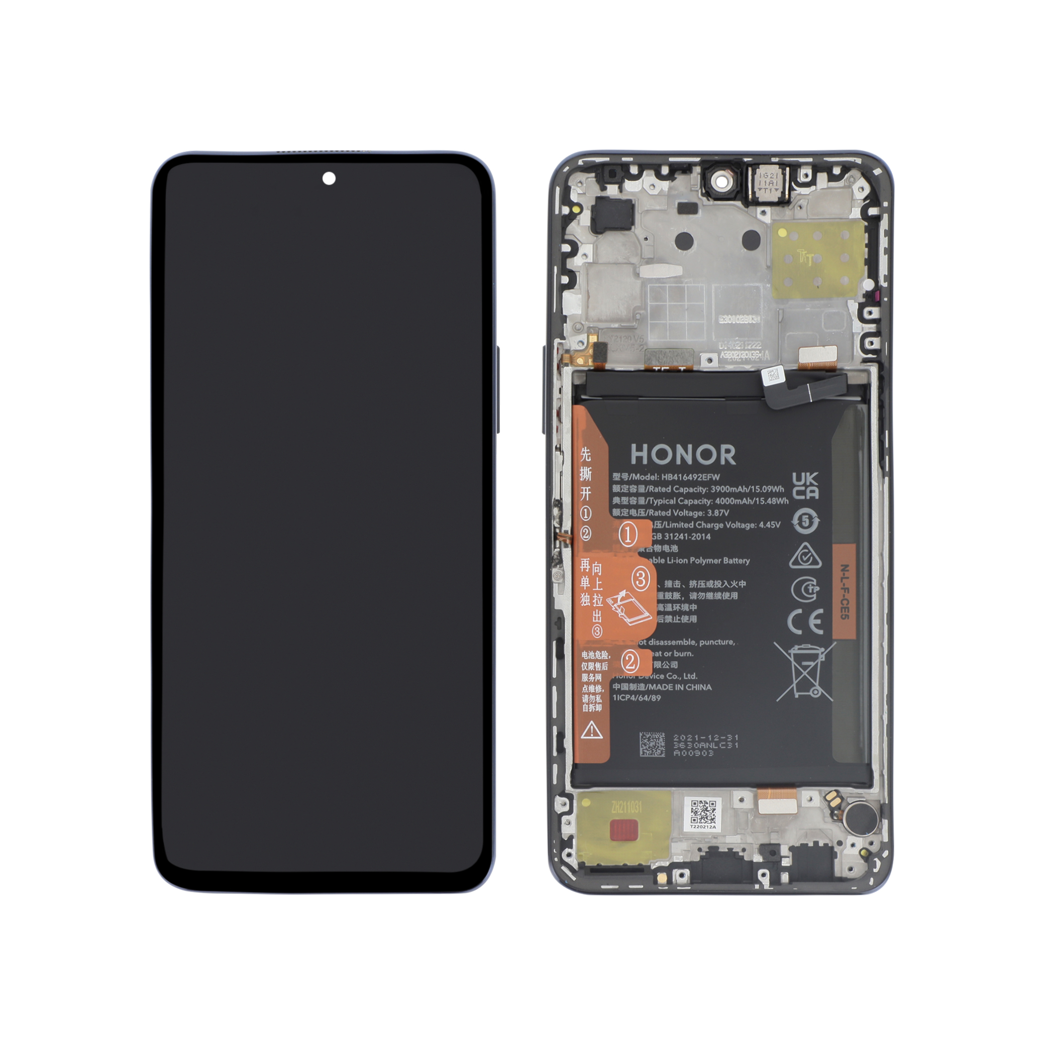 Ecran Complet Bleu Océan Honor X8 4G (Batterie intégrée)
