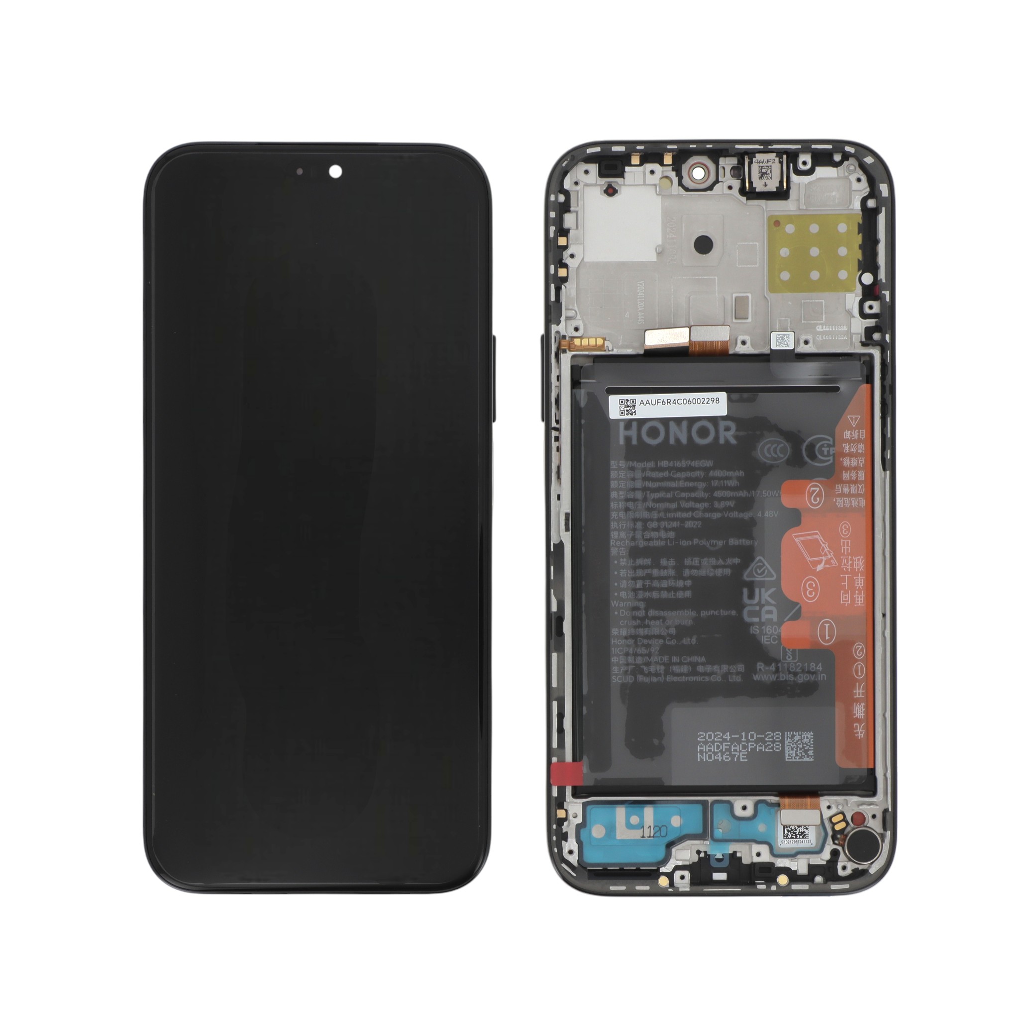Ecran Complet Noir Minuit Honor 200 Lite (Batterie intégrée)