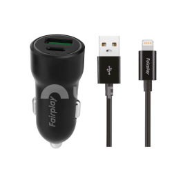 FAIRPLAY Pack Chargeur Voiture (20W) + Câble Lightning
