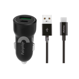 FAIRPLAY Pack Chargeur Voiture (20W) + Câble USB-C