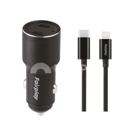 FAIRPLAY Pack Chargeur Voiture (60W) + Câble Lightning