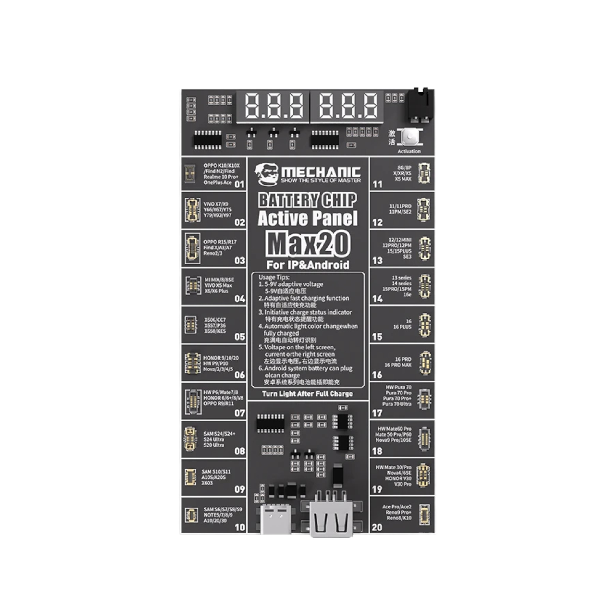 MECHANIC Carte d’Activation Batterie iPhone et Android (Max20)
