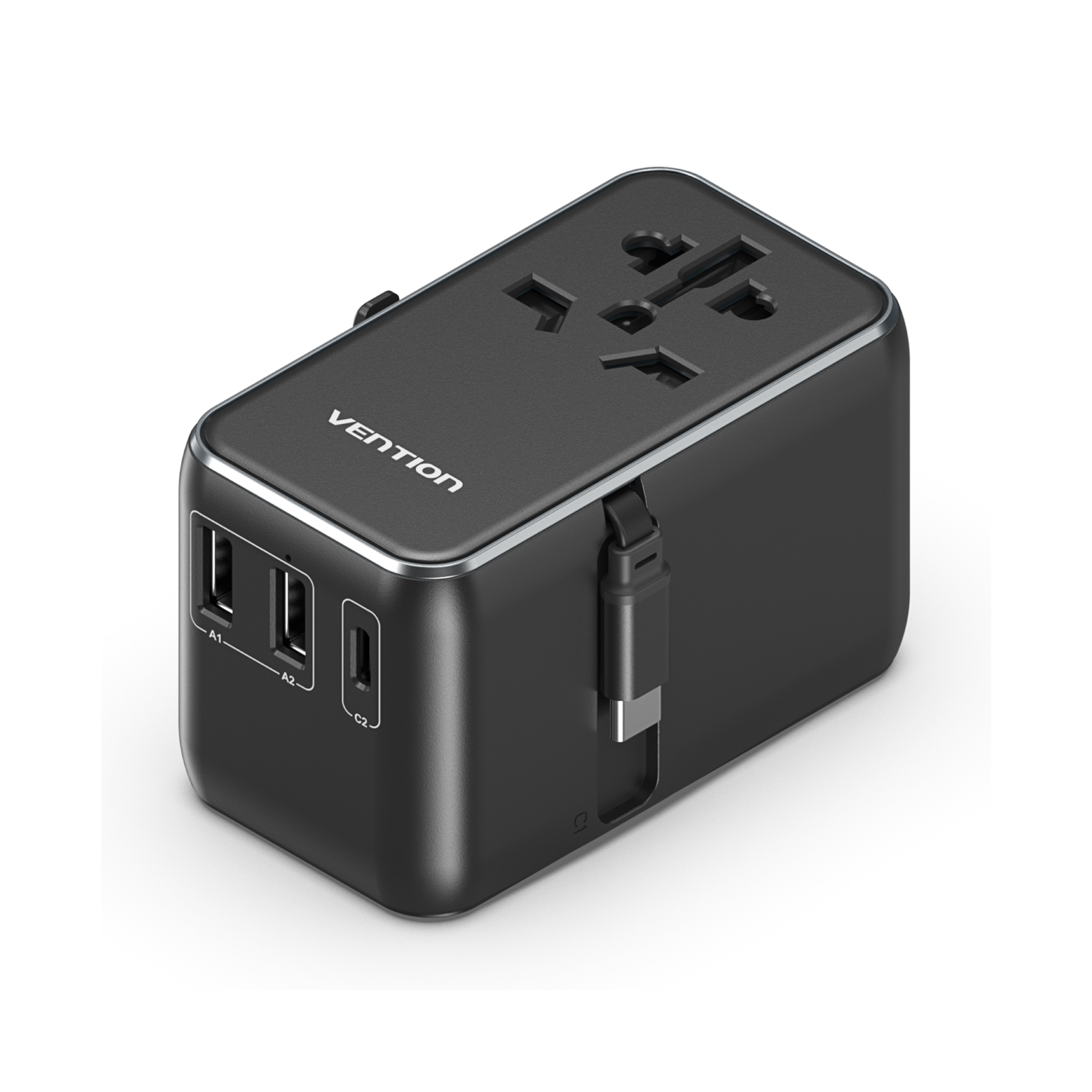 VENTION Adaptateur USB 3 Ports GaN avec Câble USB-C