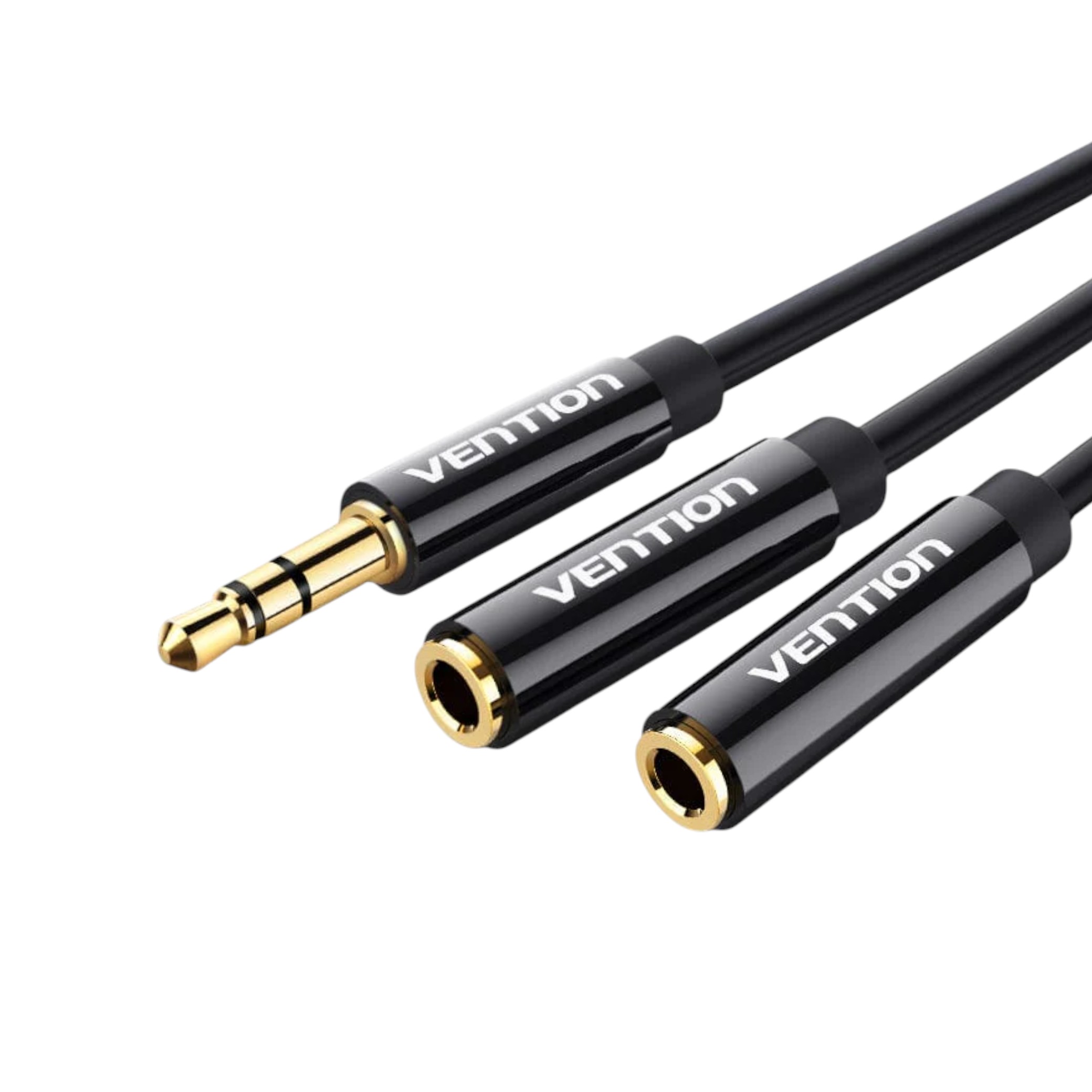 VENTION Câble Répartiteur Stéréo Jack 3,5mm Mâle vers 2 Jack 3,5mm Femelle 0,3m (Noir)