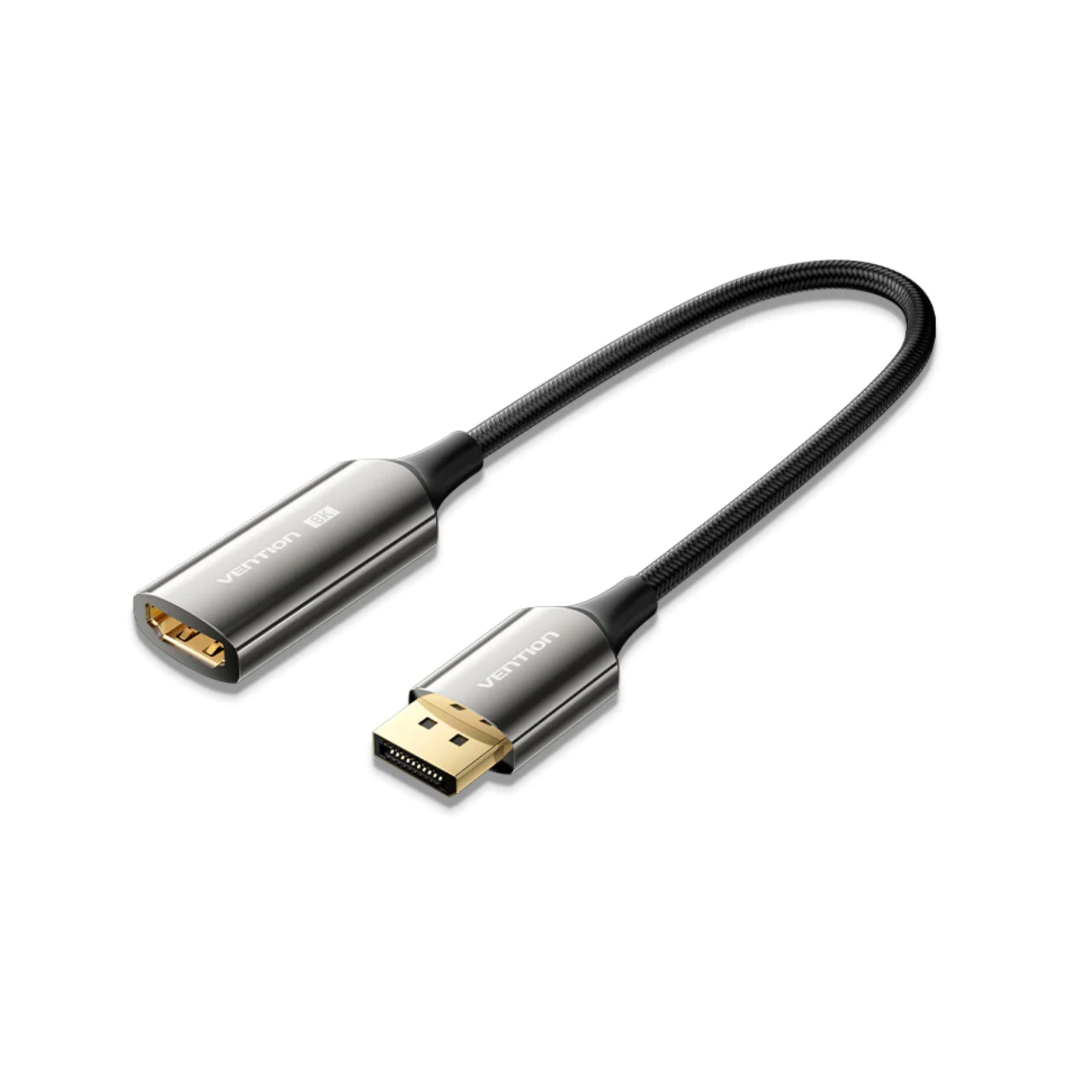 VENTION Convertisseur Tressé DP Mâle vers HDMI Femelle 8K 0,25m (Noir)