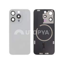 Vitre Arrière Titane Blanc iPhone 15 Pro (Avec MagSafe) (Sans Logo)