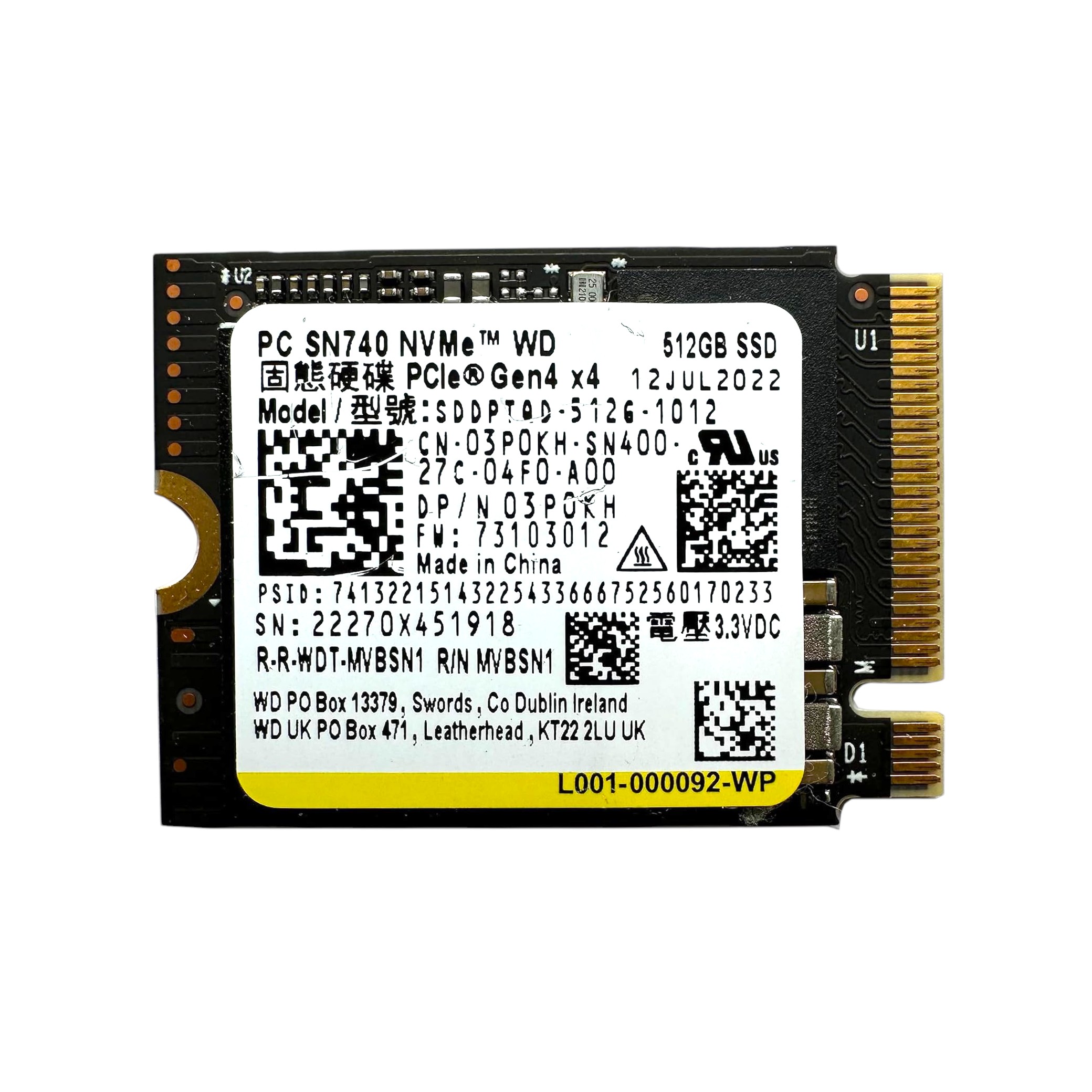Western Digital SSD M2 NVMe (512Go) (Refurb)